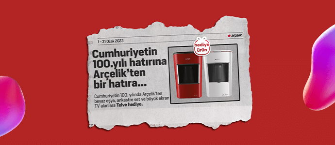 100. Yıl Kampanyası; Arçelik Mini Telve Türk Kahvesi Makinesi hediye!